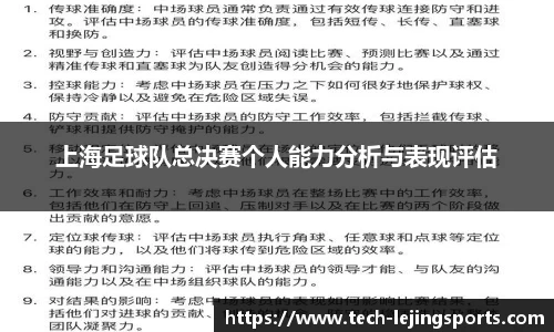 上海足球队总决赛个人能力分析与表现评估